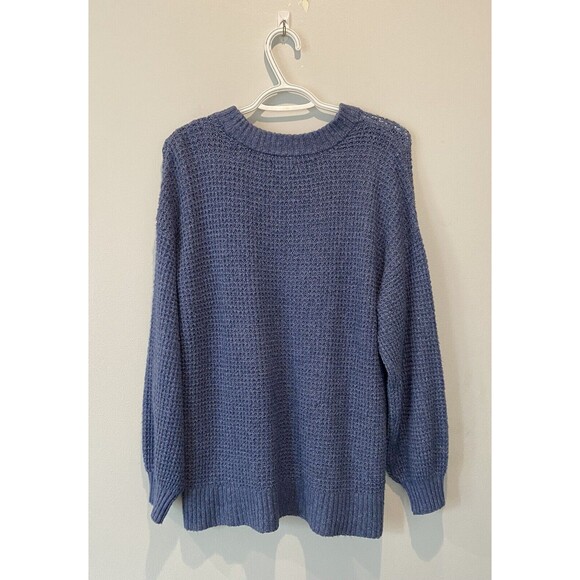 American Eagle Oversized Waffle Knit long sleeve Lightweight Sweater Small. Blue - Picture 2 of 6